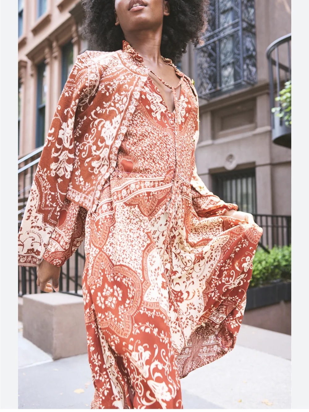 Cara Cara Berkshire Tunic Red and Cream Paisley Tunic Midi Dress